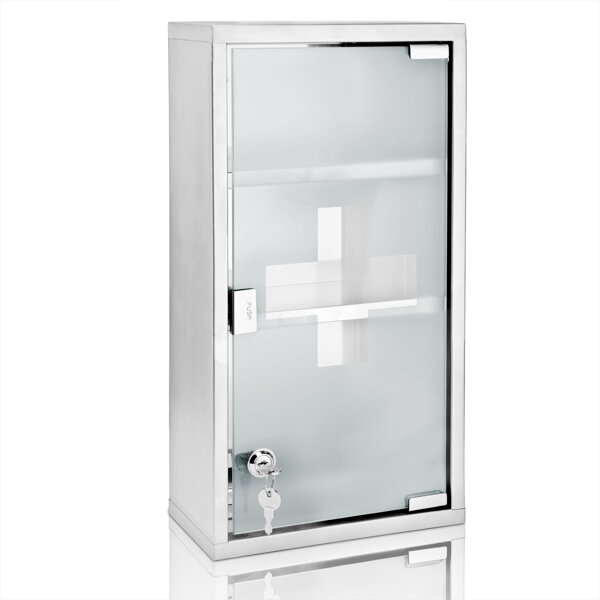 Wandapotheke SAVE, 25x12x48,5 cm, silber