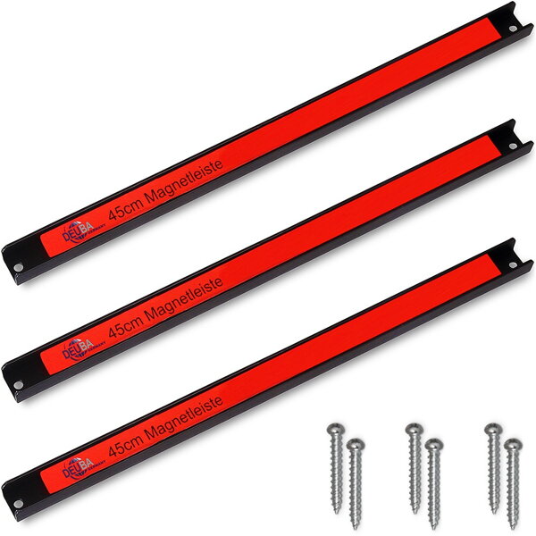 Magnetleiste HOLDER, 3 Stück, 45 cm, rot/schwarz